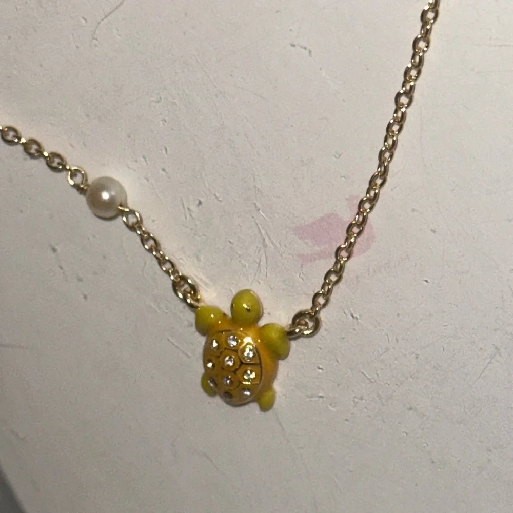 Charming Gold Turtle Pendant Necklace for Kids 14K Plated Hypoallergenic
